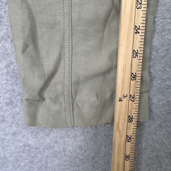 H by Halston Trouser Pant WMNS XS Green Linen Blend Mid-Rise Straight Minimalist - Picture 10 of 11